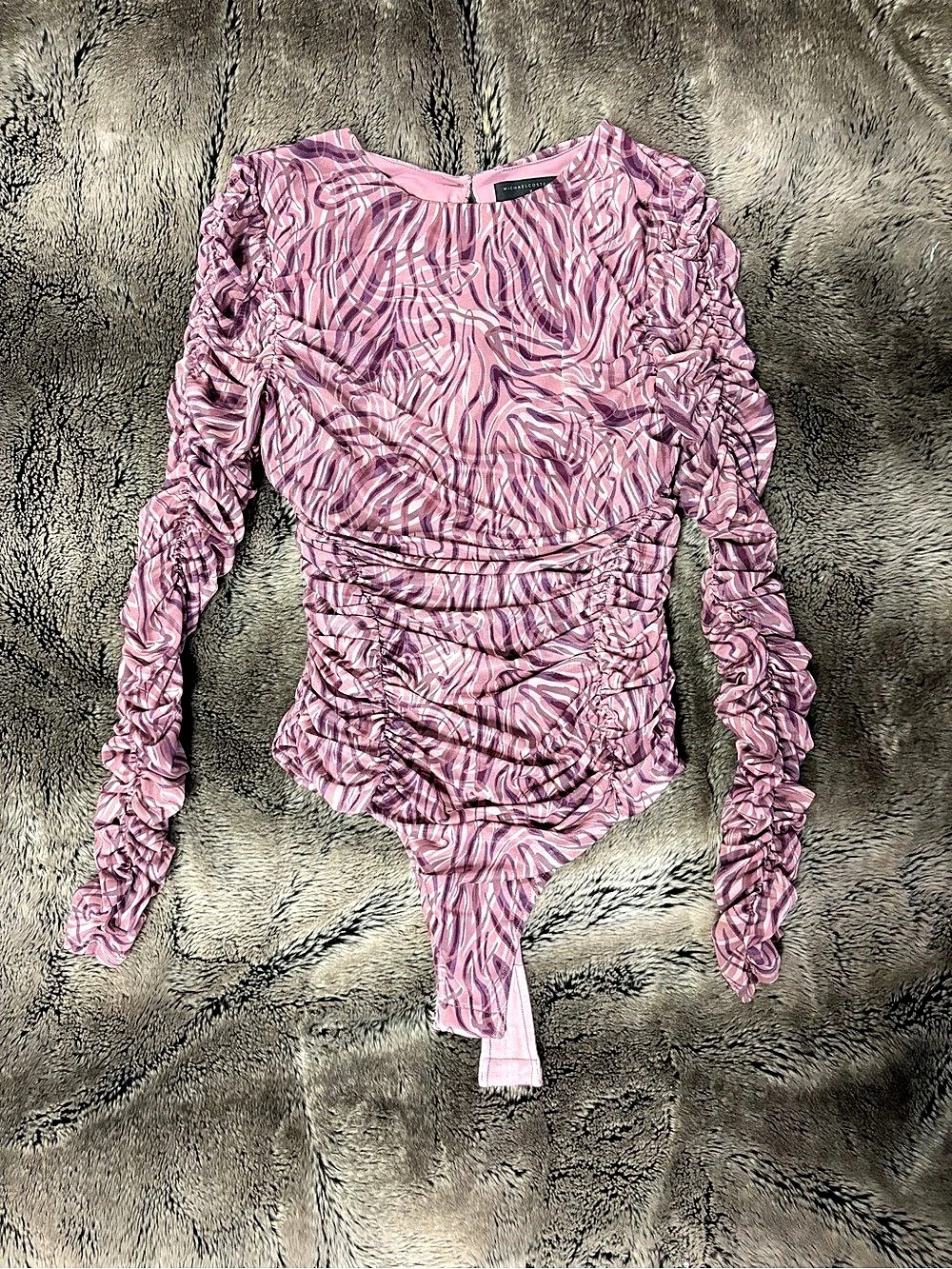 Michael Costello x Revolve Hallie Bodysuit Pink & Purple Medium